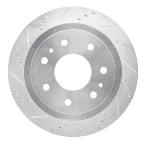 Ford F-150 Brake Rotor (1) - Rear Left - R1 Concepts - Drilled & Slotted - Silver - `04-`11